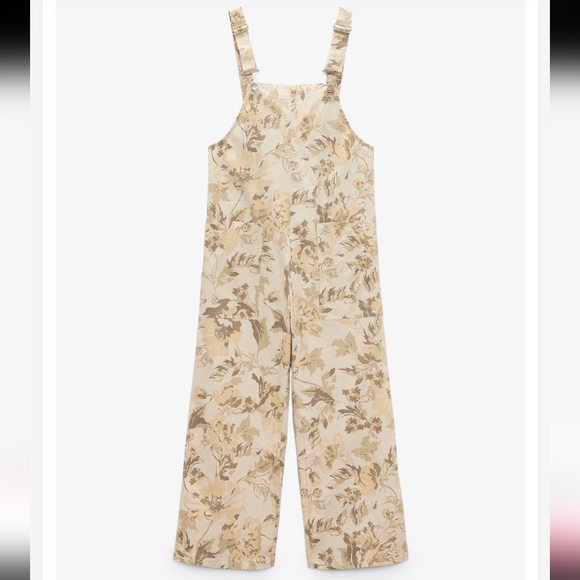 Zara Jeans Zara Floral Overalls Dungarees Jumpsuit Neutral Size